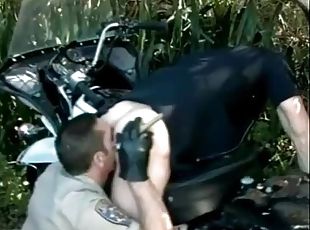 Hot cops rimming and sucking cock outdoors