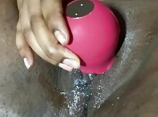 masturbação, orgasmo, amador, ébona, brinquedo, penetração-de-braço, bbw, sozinho