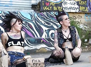 Hot punk with a mohawk fucked in torn up stockings