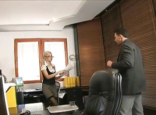 bureau-office, orgasme, hardcore, pornstar, couple, doigtage, bas, blonde, pute, lingerie