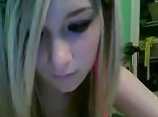 masturbation, amateur, doigtage, petite-amie, blonde, webcam, solo