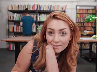 Chloe Cooper pleasures handsome dude in the library