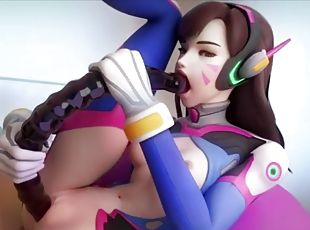 D.Va Using Her Double Ended Dildo