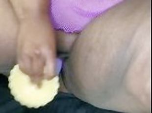 masturbação, orgasmo, esguincho, amador, ébona, brinquedo, bbw, dildo, sozinho, gigante