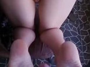 levrette, russe, amateur, mature, ejaculation-sur-le-corps, pieds, ejaculation, blonde, fétiche