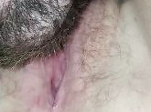 hårete, pussy, amatør, milf, creampie, par, bbw