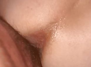 dilettant, immens-glied, zwischen-den-rennen, creampie, paar, gesichtspunkt, glied