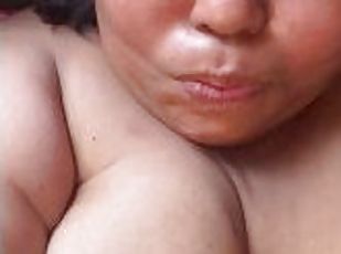 tetas-grandes, masturbación, amateur, maduro, negra-ebony, masaje, a-solas