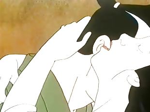 Japanese cartoon couple makes sweet love