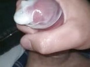 Solo milking Fuck sock filled full