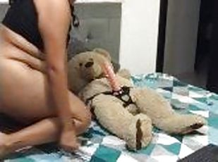 Me cojo a mi oso de peluche .