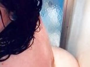 baignade, masturbation, amateur, jouet, douche, solo, brunette