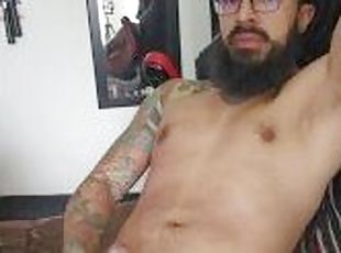 masturbação, orgasmo, amador, pénis-grande, gozando, ejaculação, sozinho, tatuagem, pénis