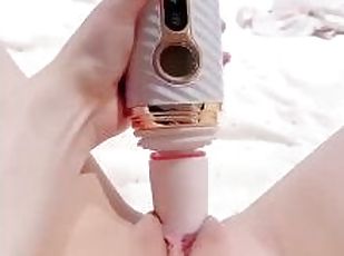 asiático, masturbação, orgasmo, mijando, esguincho, amador, adolescente, brinquedo, excitante, dildo