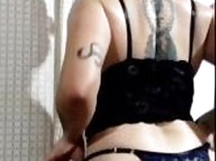 cul, amateur, latina, solo, tatouage