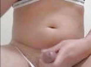 asiatisk, masturbation, amatör, cumshot, gigantisk-kuk, milf, mamma, juckande, sprut, underkläder