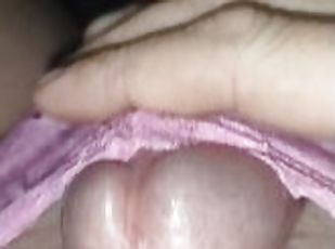 Jerk off and cum in pink panties