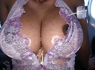 gros-nichons, levrette, chatte-pussy, fellation, ébène, hardcore, massage, black, couple, lingerie